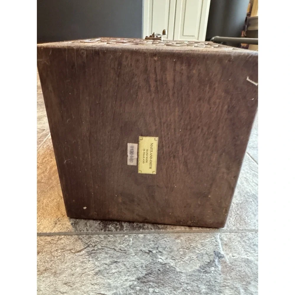 Stunning 1990s Maitland Smith Hand Carved Teak Box Antique Vintage OOAK Art Deco